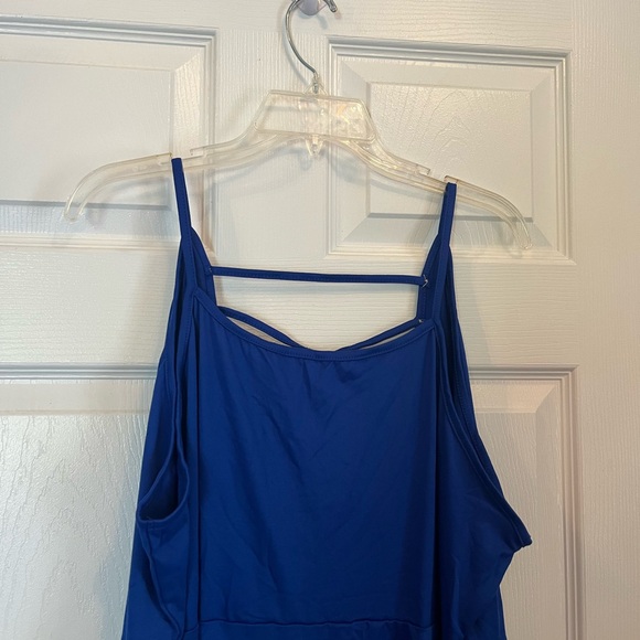 Women Plus Size Blue Asymmetrical Style Summer Vacation Holiday Beach Dress 18W - Picture 9 of 13